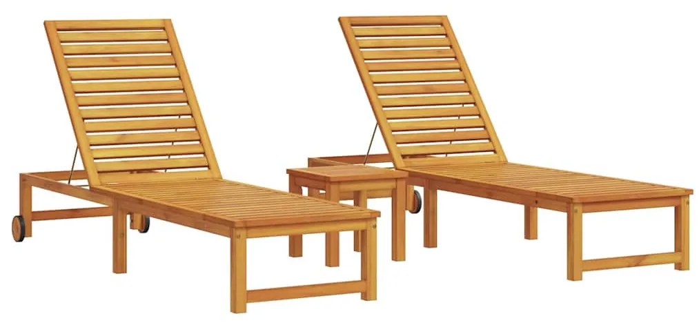 vidaXL Ξαπλώστρα 3 pcs Καφέ 35 x 35 x 34εκ Μασίφ ξύλο ακακίας
