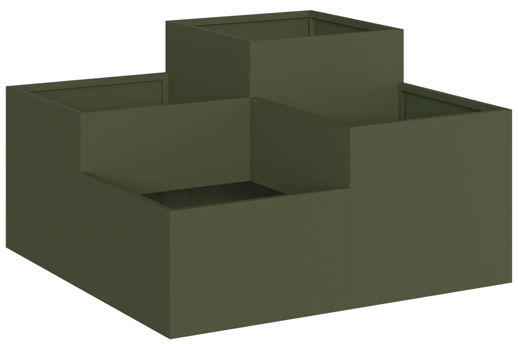 vidaXL Κηπουρική Γλάστρα 100x100x48 εκ Ελιά Ατσάλι