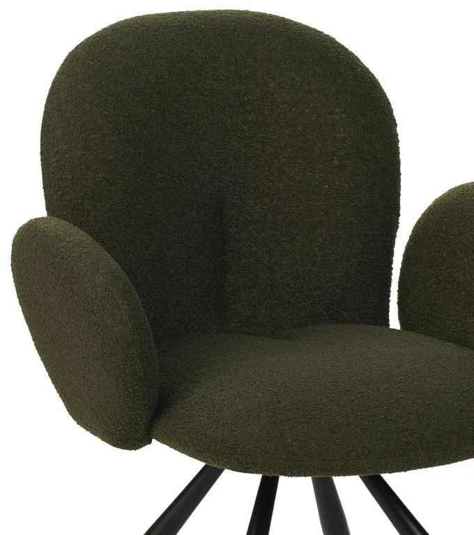 Καρέκλα - Πολυθρόνα Garzele Inart πράσινο μπουκλέ ύφασμα-πόδι μαύρο μέταλλο 68x66x82.5εκ 68x66x82.5 εκ.
