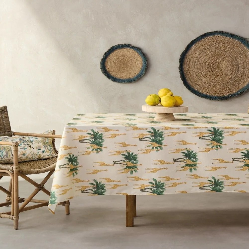 Τραπεζομάντηλο Nessa Green-Yellow Kentia 135X180cm Βαμβάκι-Πολυέστερ