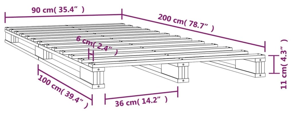 Καναπές από Παλέτες 90 x 200 εκ. από Μασίφ Ξύλο Πεύκου 821377