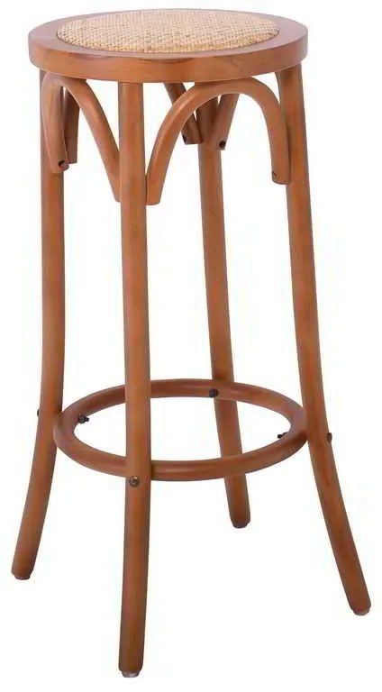 Σκαμπώ Bar VIENNA Καρυδί/Κάθισμα Rattan 36x36x71cm