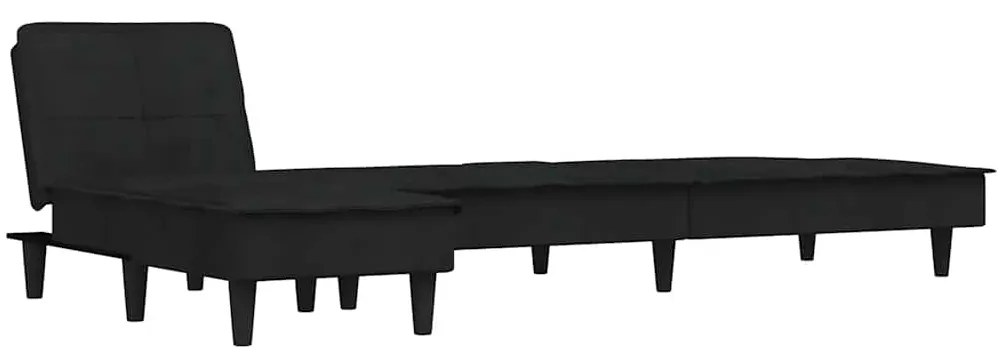 vidaXL Καναπές Κρεβάτι Γωνιακός Μαύρος 255 x 140 x 70 εκ. Βελούδινος