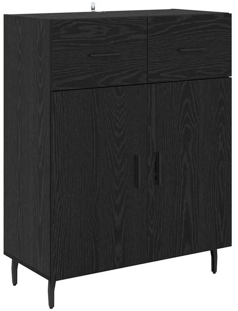 vidaXL Highboard με συρτάρι 2 pcs Μαύρη δρυς Σύνθετο Ξύλο και Γυαλί