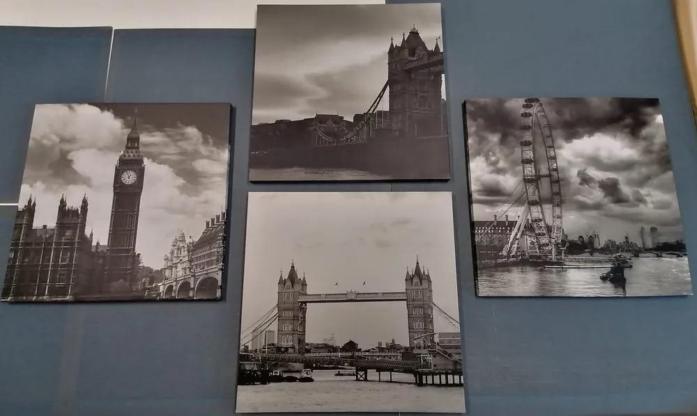 Σετ εικόνων μυστηριώδες Λονδίνο σε ασπρόμαυρο - 4x 60x60