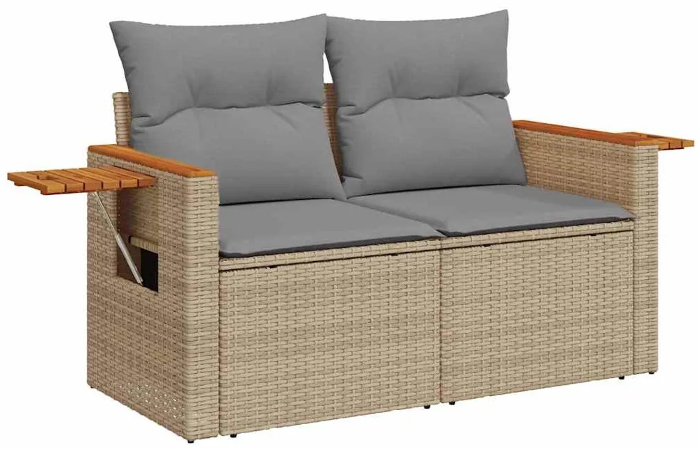 vidaXL Σετ Καναπέ Κήπου 6 τεμ. Μπεζ Συνθετικό Ρατάν με Μαξιλάρια