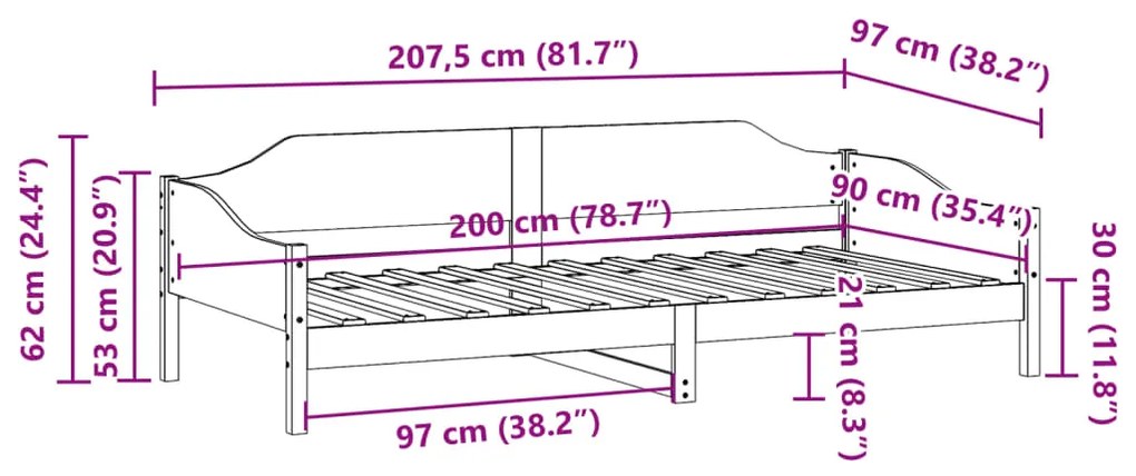 ΣΚΕΛΕΤΟΣ ΚΡΕΒ. ΧΩΡΙΣ ΣΤΡΩΜΑ ΚΑΦΕ ΚΕΡΙΟΥ 90X200 ΕΚ ΜΑΣΙΦ ΠΕΥΚΟ 850916