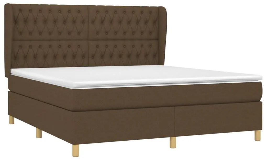 Κρεβάτι Boxspring με Στρώμα Σκούρο Καφέ 180x200 εκ Υφασμάτινο - Καφέ