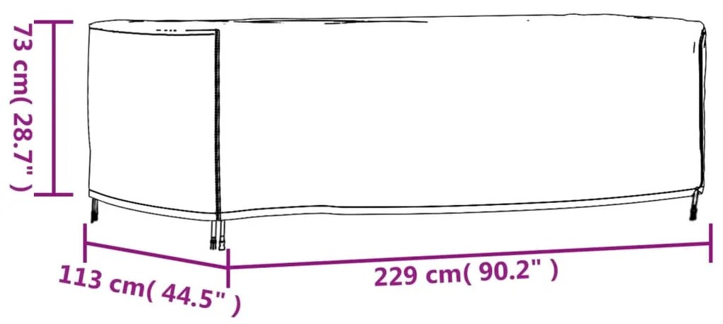 ΚΑΛΥΜΜΑ ΕΠΙΠΛΩΝ ΚΗΠΟΥ ΑΔΙΑΒΡΟΧΟ ΜΑΥΡΟ 229X113X73 ΕΚ. 420D 364805