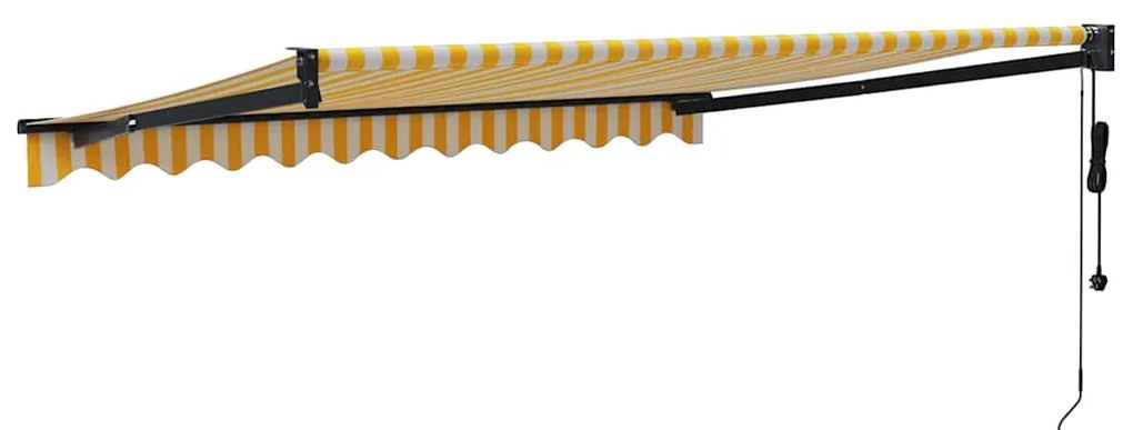 vidaXL Τέντα Πτυσσόμενη Αυτόματη Κίτρινη και Λευκή 3,5 x 2,5 μ.