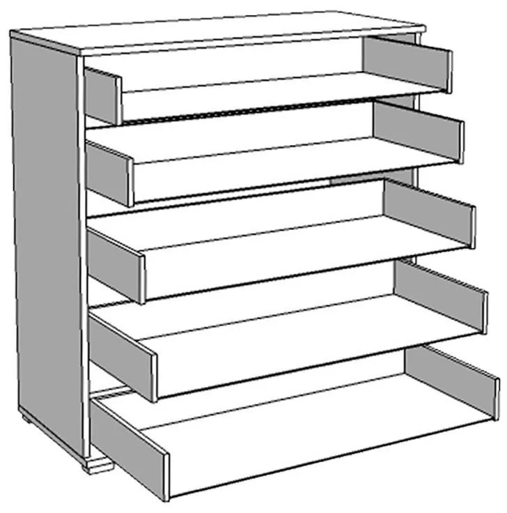 Κομότα - Συρταριέρα Duero 5F 90 Γκρί Δρύς 90x40x95 εκ. 90x40x95 εκ.