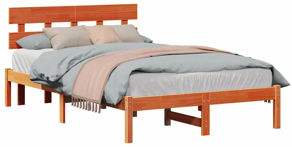 vidaXL Σκελετός Κρεβατιού Καφέ 120 x 200 cm Μασίφ ξύλο πεύκου