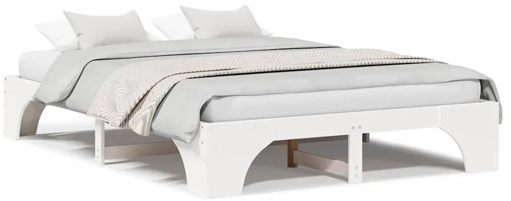 vidaXL Κρεβάτι Λευκό 140x200 cm Μασίφ Ξύλο Πεύκου