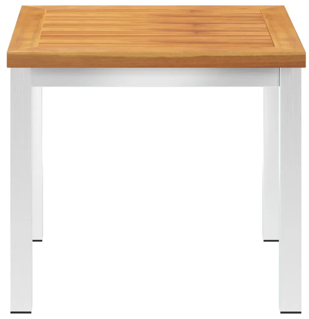 vidaXL Τραπεζάκι Κήπου 45x45x38 εκ. Μασίφ Ξύλο Ακακίας / Ανοξ. Ατσάλι
