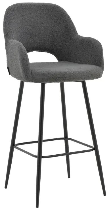 Σκαμπό bar Renish ύφασμα μπουκλέ γκρι και μεταλλικό μαύρο πόδι 51x57x114εκ 2αδα 51x57x114 εκ.