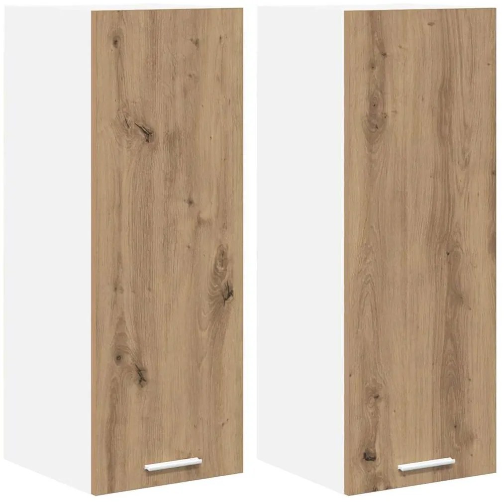 vidaXL Κρεμαστό ντουλάπι Riga 2 pcs Χειροποίητη Δρυς και Λευκό