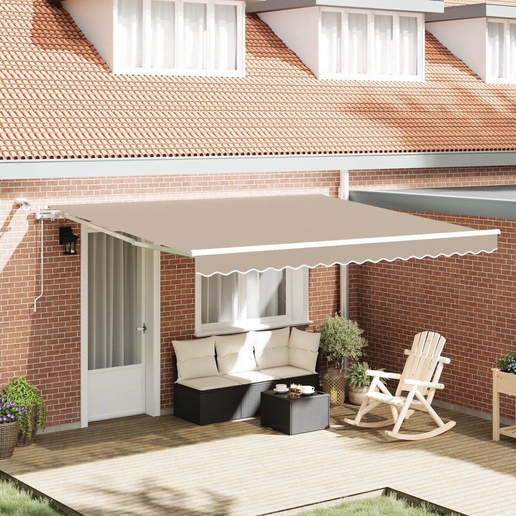 vidaXL Αυτόματη Retractable Τέντα με LED Μπεζ 400 x 350 εκ