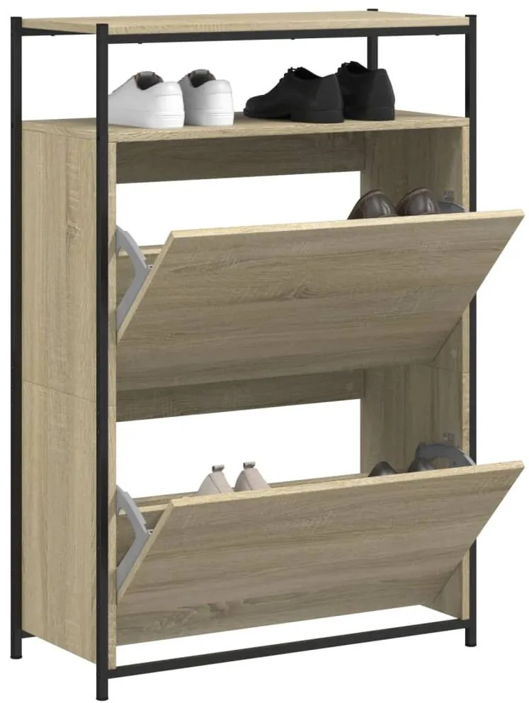 vidaXL Παπουτσοθήκη Sonoma Δρυς 75x34x112 εκ. από Επεξεργασμένο Ξύλο