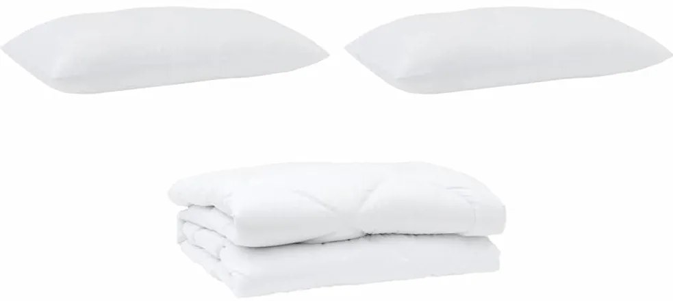 vidaXL Σετ Κουβέρτας με μαξιλάρι 3 pcs Λευκό 240 x 200 cm Μικροΐνες