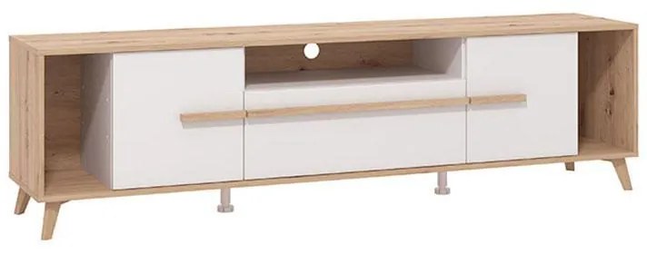 Έπιπλο Τηλεόρασης Orleans Artisan Oak - Λευκό - Λευκό Γυαλιστερό 189x40x52 εκ. 189x40x52 εκ.