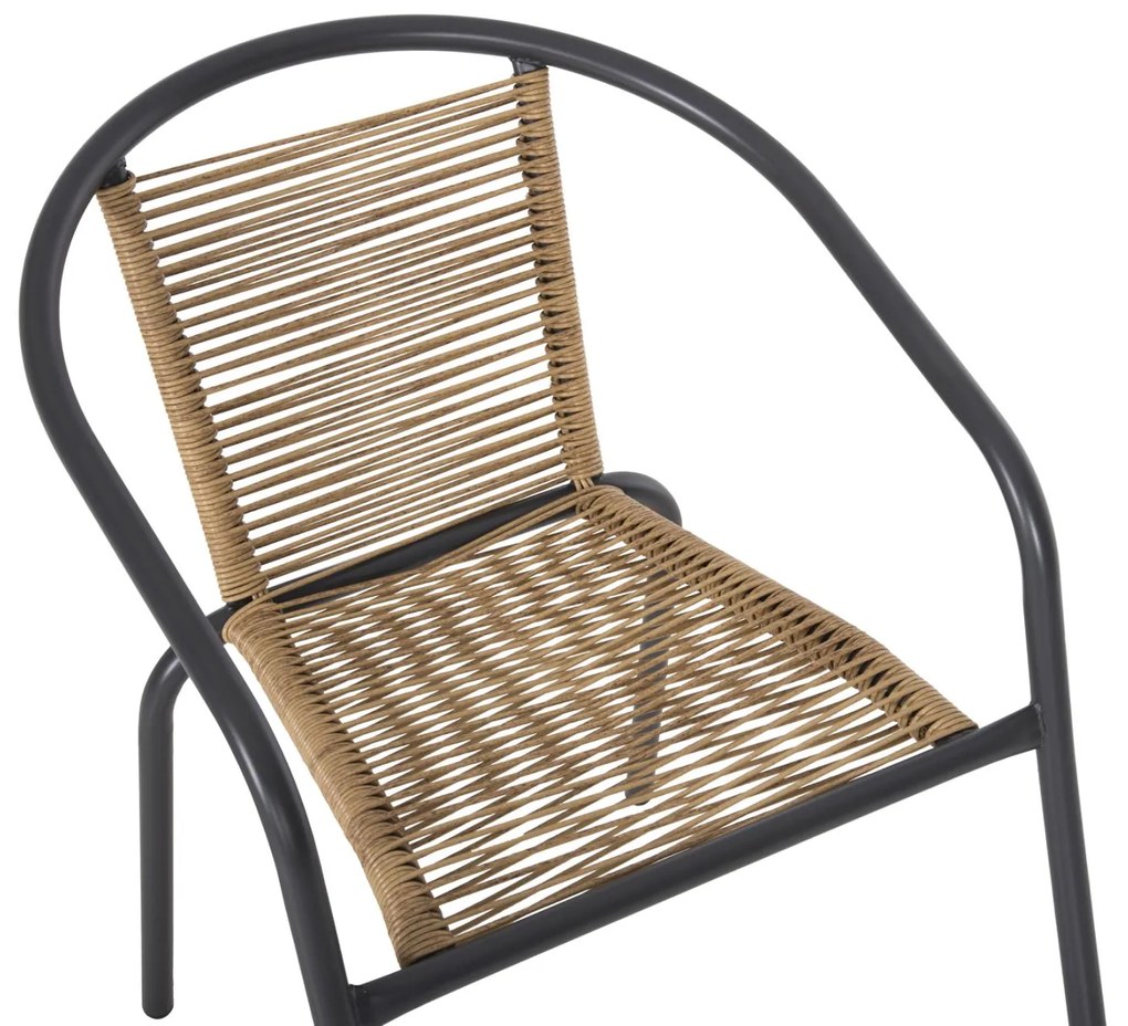 Καρέκλα - Πολυθρόνα SWIFTER C5969.02 Γκρί Μέταλλο με Φυσικό Συνθετικό Rattan 54x61x75Υεκ. 54x61x75 εκ.