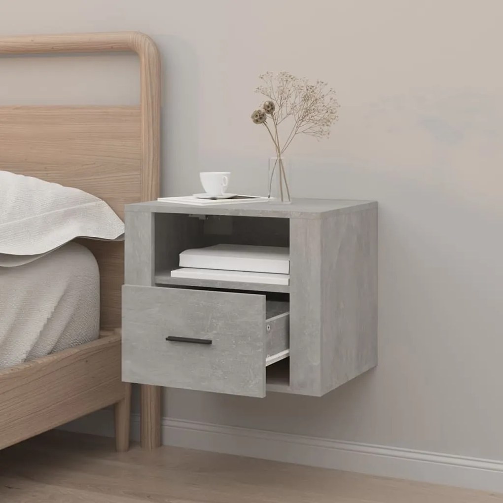 vidaXL Κομοδίνο Επιτοίχιο Γκρι Σκυροδέματος 50x36x40 εκ.