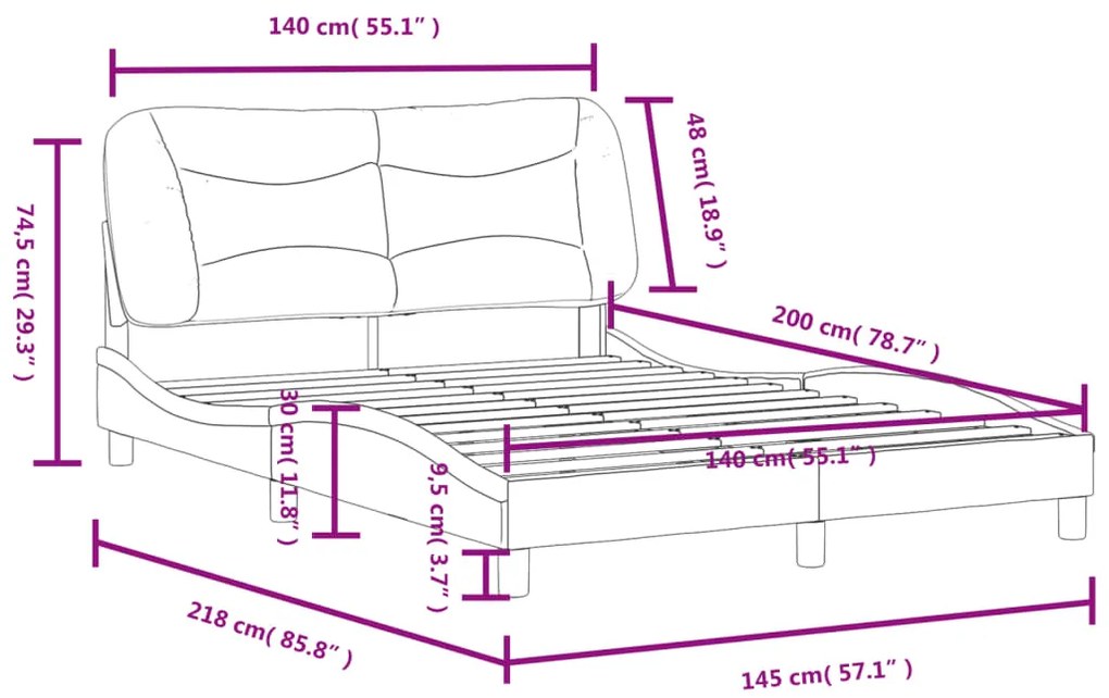 ΠΛΑΙΣΙΟ ΚΡΕΒΑΤΙΟΥ ΜΕ ΚΕΦΑΛΑΡΙ ΛΕΥΚΟ 140X200 ΕΚ. ΣΥΝΘΕΤΙΚΟ ΔΕΡΜΑ 3208003