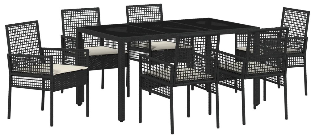 vidaXL Σέτ φαγητού για κήπο 7 pcs Μαύρο 150 x 90 x 75 cm