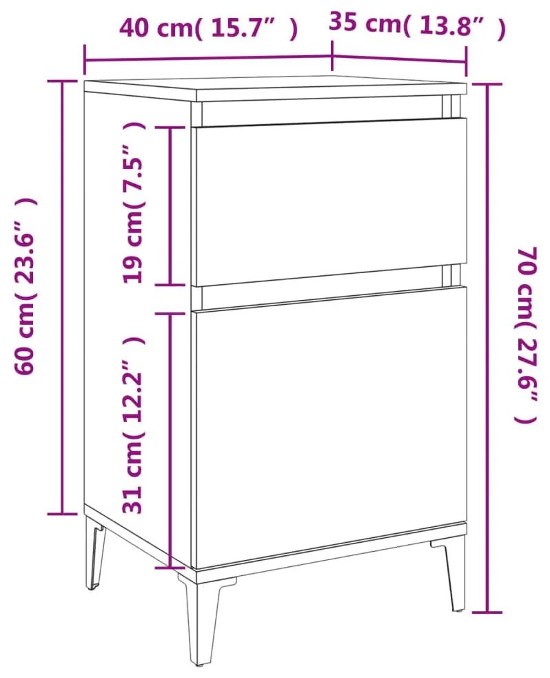 Κομοδίνα 2 τεμ. Λευκά 40 x 35 x 70 εκ. - Λευκό