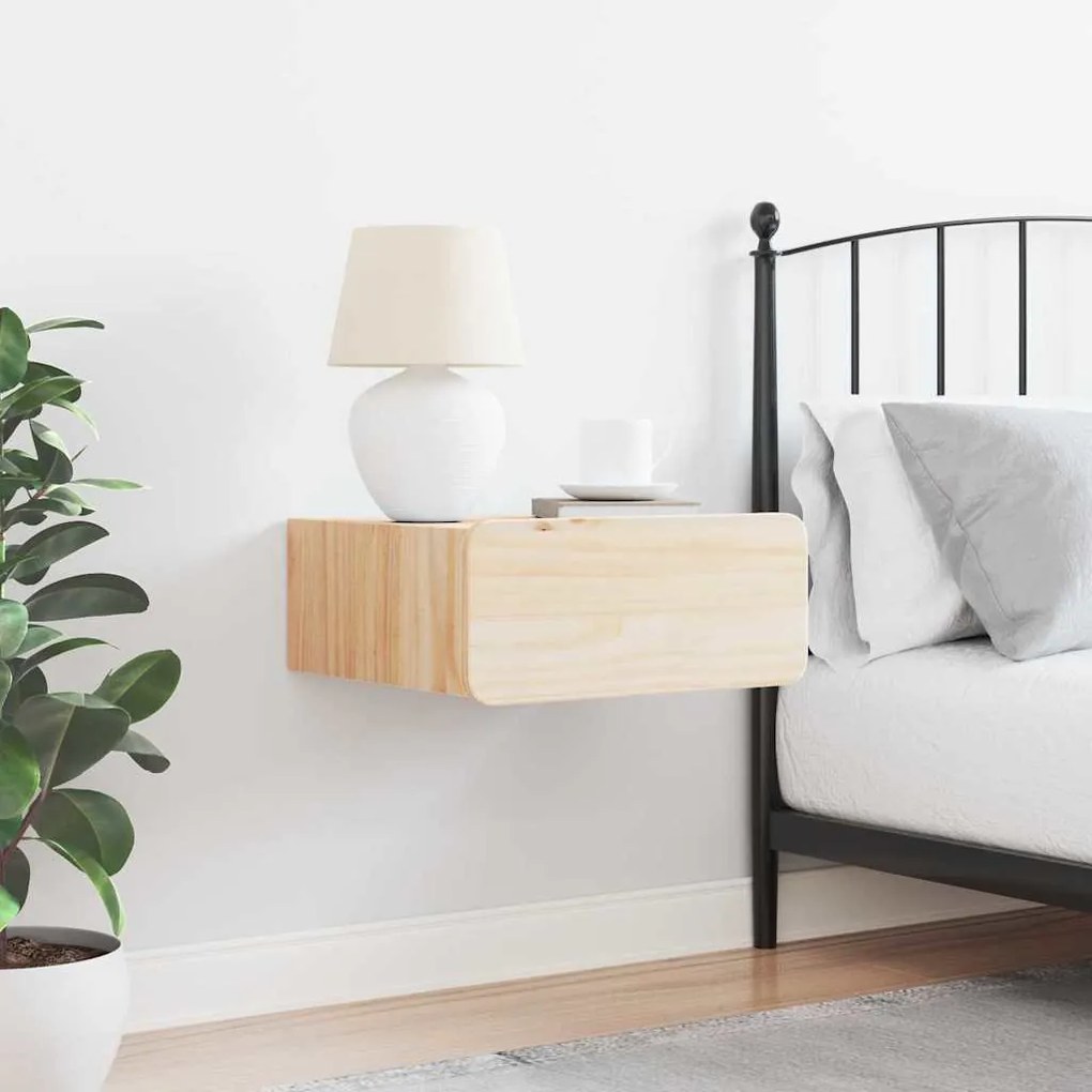 vidaXL Κομοδίνο με συρτάρι Καφέ 39 x 34 x 16.5 εκ. Μασίφ ξύλο πεύκου