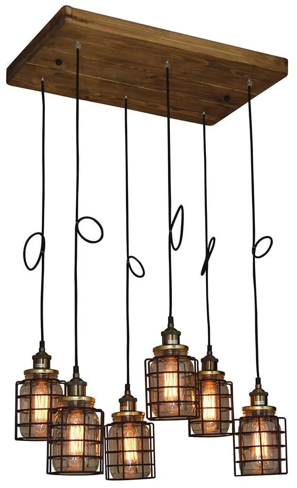 Φωτιστικό Οροφής - Ράγα HL-2248JG-6P 77-3072 Okda Black Mat Homelighting Wood, Glass