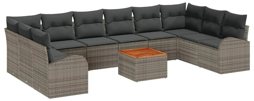 vidaXL Σετ Καναπέ Κήπου με μαξιλάρι 11 pcs Γκρι συνθετικό ρατάν
