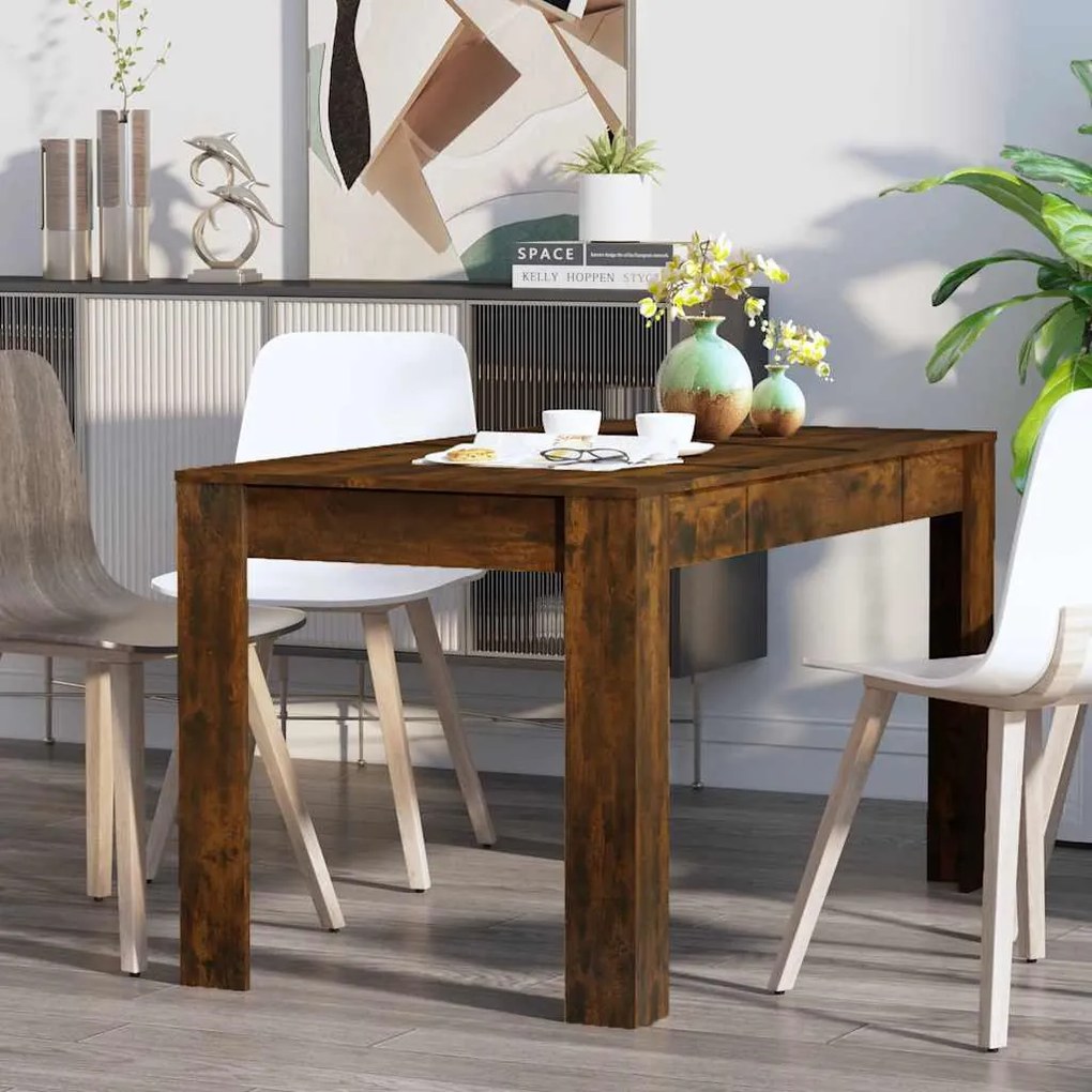vidaXL Τραπεζαρία Καπνιστή Δρυς 140x74,5x76 εκ. από Επεξεργασμένο Ξύλο