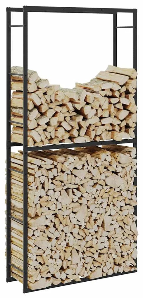 vidaXL Ράφι για καυσόξυλα Μαύρο 100x30x209 cm Χάλυβας