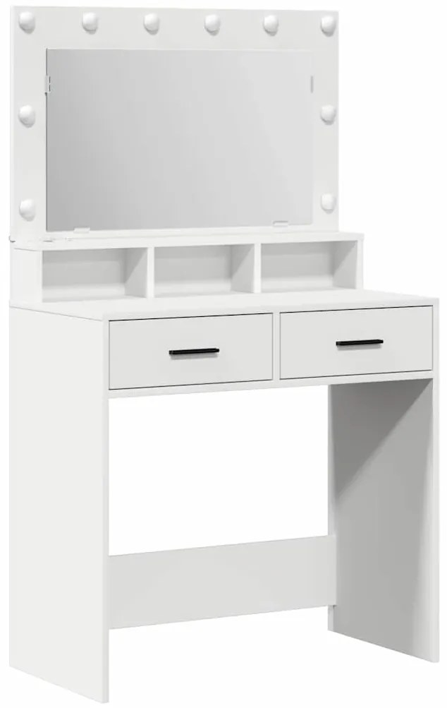 vidaXL Κομοδίνο με συρτάρι Λευκό 79 x 41 x 135 εκ Επεξεργασμένο ξύλο