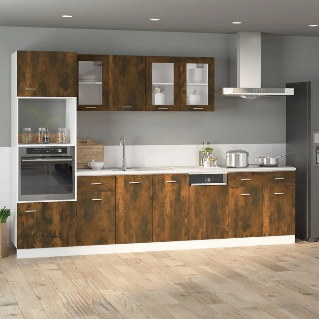 vidaXL Ντουλάπι με Συρτάρια "Lyon" Καπνιστή Δρυς 40x46x81,5 εκ. από Τεχνητό Ξύλο