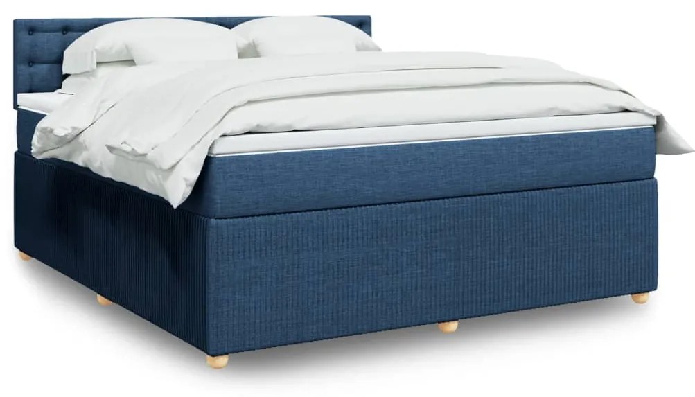 vidaXL Κρεβάτι Boxspring με Στρώμα Μπλε 180x200 εκ. Υφασμάτινο