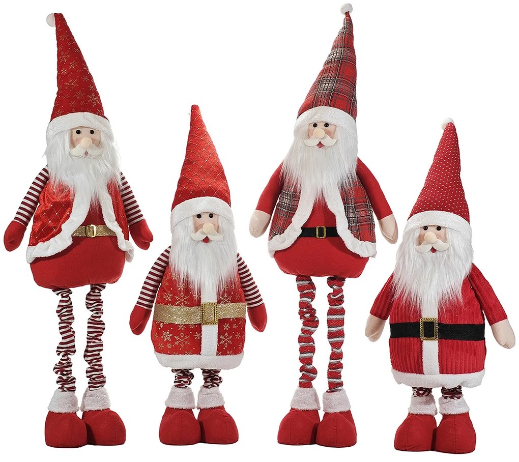 Χριστουγεννιάτικος Άγιος Βασίλης Με Εκτεινόμενα Πόδια 85/130cm Κόκκινο/Λευκό Σε 4 Σχέδια