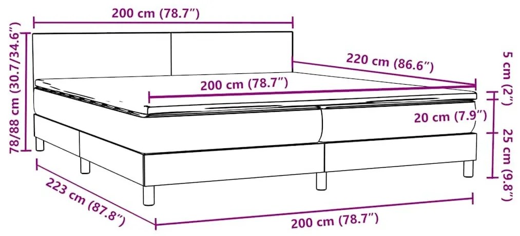 Box Spring Κρεβάτι με στρώμα Σκούρο πράσινο 200x220cm Βελούδινο - Πράσινο