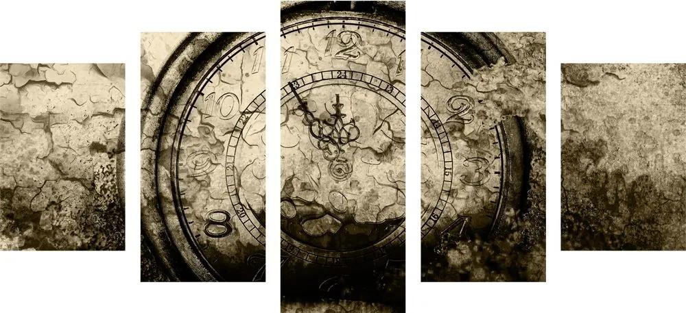 Ρολόι αντίκα 5 τμημάτων εικόνας σε σχέδιο σέπια - 200x100