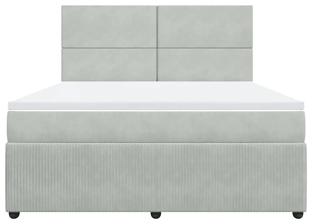 vidaXL Κρεβάτι Boxspring με Στρώμα Ανοιχτό Γκρι 180x200 εκ. Βελούδινο