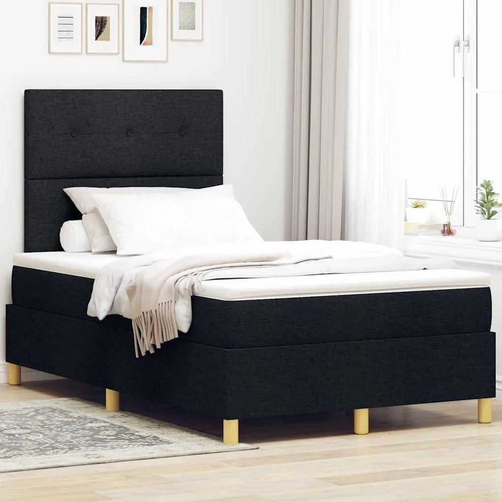 vidaXL Κρεβάτι με ελατήρια με στρώμα Μαύρο 120 x 200 cm ύφασμα