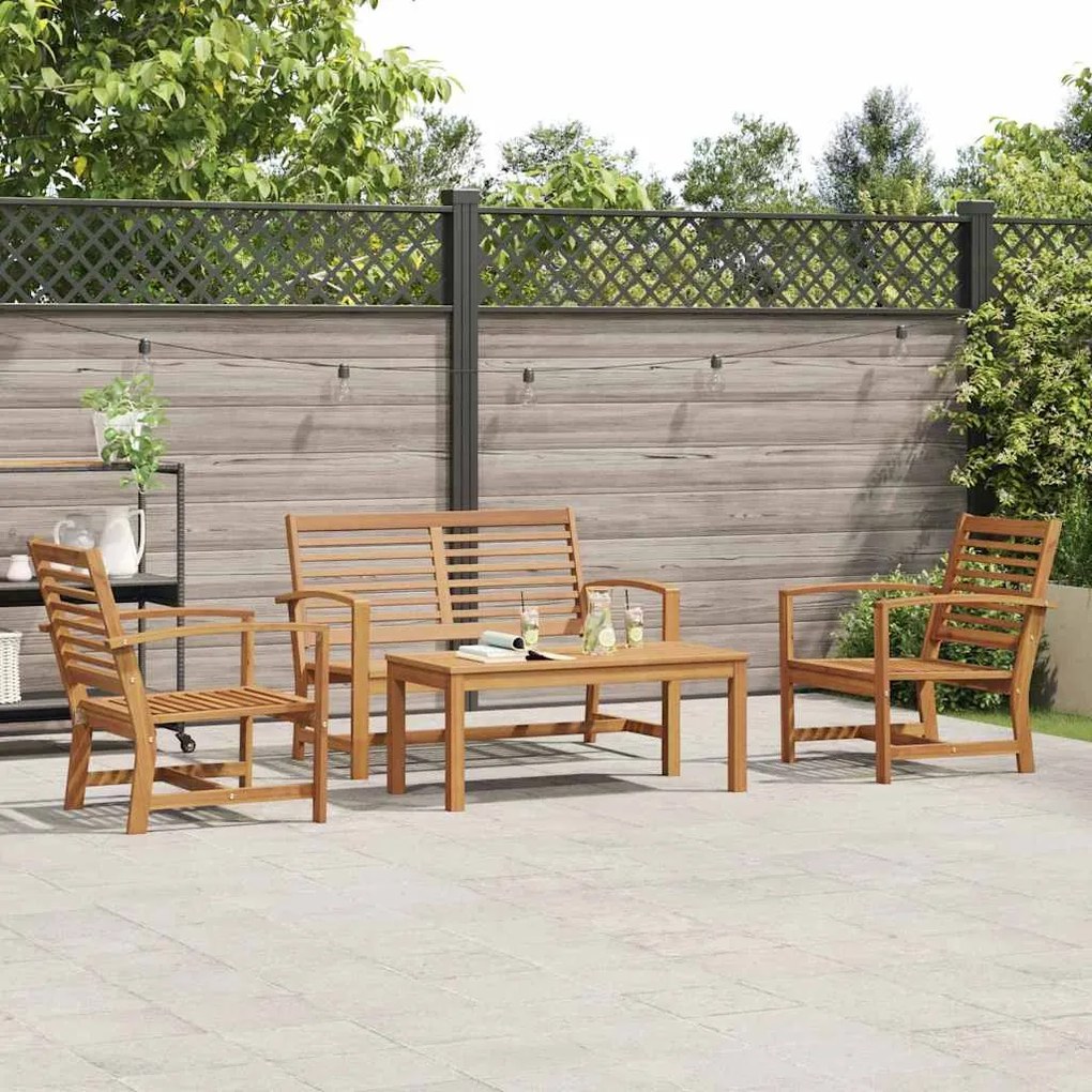 vidaXL Σετ Καναπέ Κήπου 4 pcs Φυσικό Μασίφ ξύλο teak