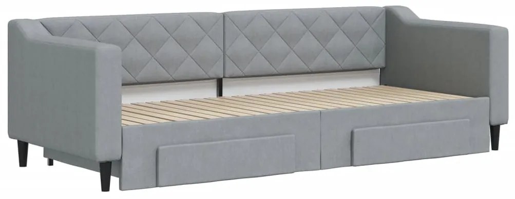 vidaXL Καναπές Κρεβάτι Συρόμενος Ανοιχτό Γκρι 80x200εκ Ύφασμα Συρτάρια