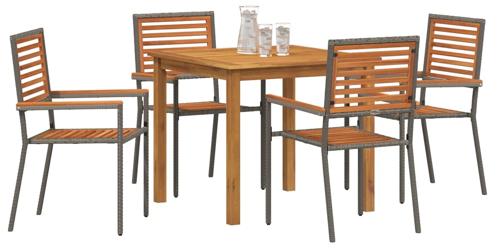 vidaXL Σετ Φαγητού Κήπου 5 pcs Γκρι 85 x 85 x 74 cm Ξύλο & Μέταλλο