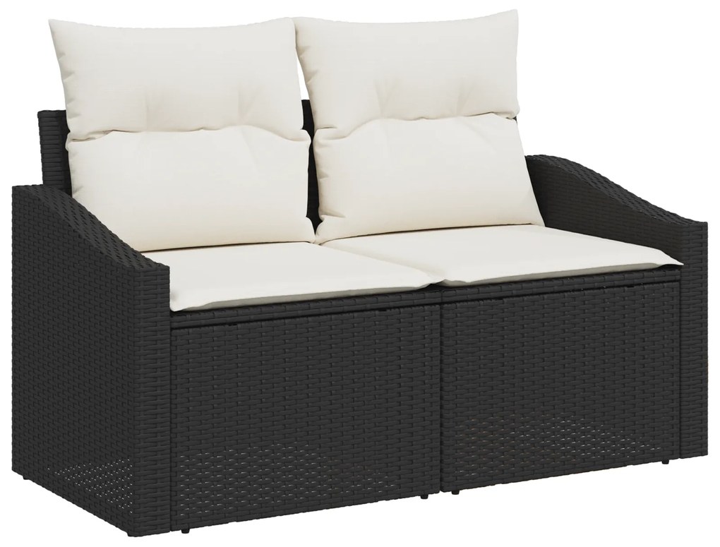 vidaXL Set καναπέ κήπου 7 τεμαχίων με μαξιλάρια Μαύρο Συνθετικό ρατάν