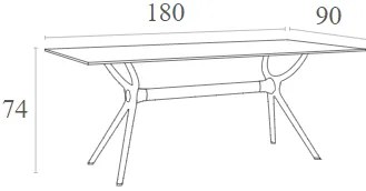 Τραπέζι Air 180Χ90Εκ. White Laminate 12Mm