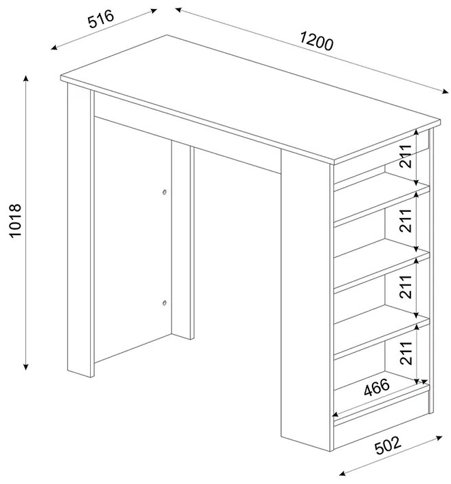 ΤΡΑΠΕΖΙ ΜΠΑΡ MONACO MEGAPAP ΧΡΩΜΑ ΛΕΥΚΟ - SAPPHIRE OAK 120X51,6X101,8ΕΚ.