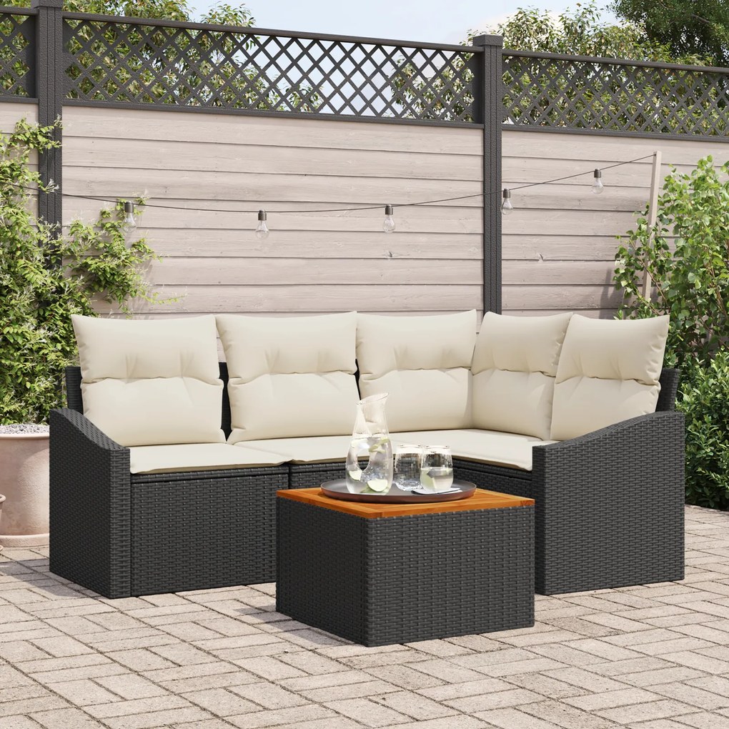 vidaXL Σετ Καναπέ Κήπου 5 pcs Μαύρος, λευκός 55 x 55 x 37 εκ