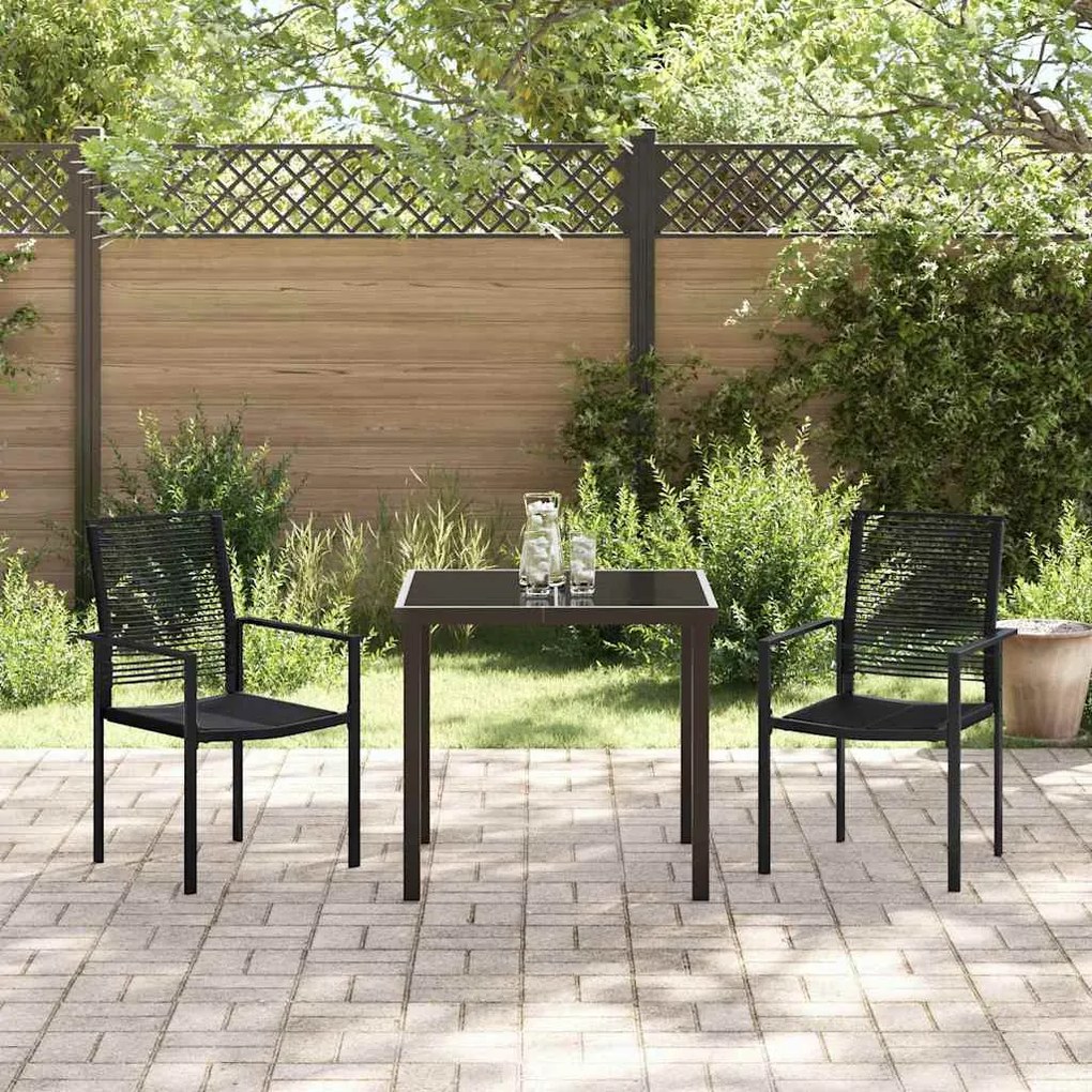 vidaXL Σέτ φαγητού για κήπο 3 pcs Μαύρο PVC ρατάν